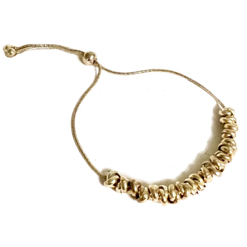 14k Gold Over .925 Sterling Silver Gathered Chain Adjustable Bolo Bracelet